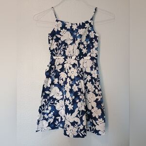 GAP Kids Poplin Bow-knot Blue and White Floral Dress SZ 8